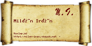 Milán Irén névjegykártya